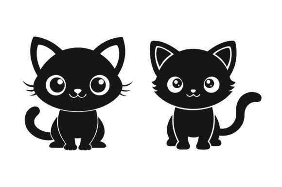Adorable Baby Cat Silhouette Bundle Graphics for Print Materials Mockups
