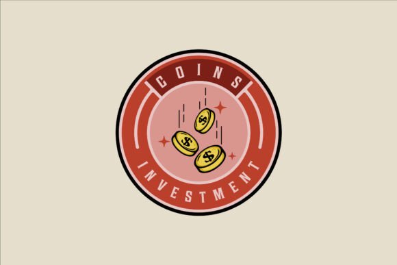 Coins Fall Emblem: Graphics for Logos