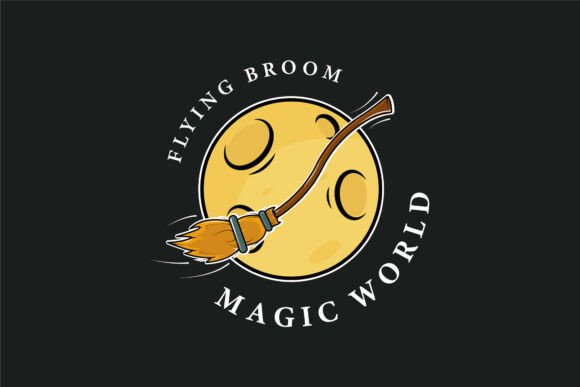 Flying Broom Logo Vector Design for Graphics and Logos