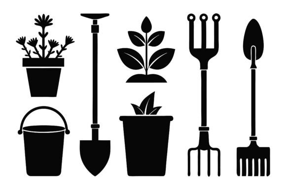 Gardening Silhouette Vector Icon Set: Freebies & Graphics