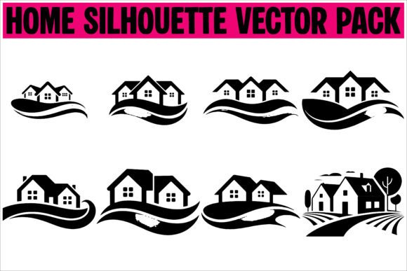 House Icons Black Silhouette Vector Set10: Graphics for Crafts