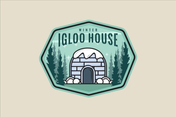 Igloo House with Snow Emblem Logo Vector Graphics