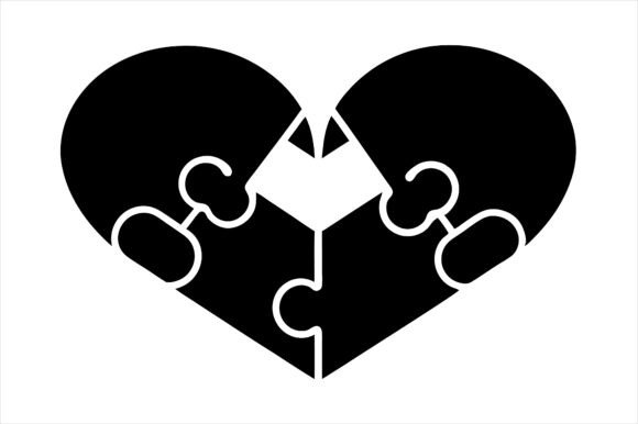 Interlocking Puzzle Heart Icon: Graphics & Print Materials Mockups