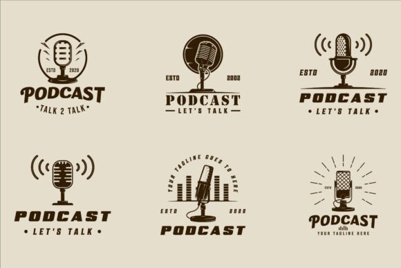 Retro Microphone Logos for Graphics