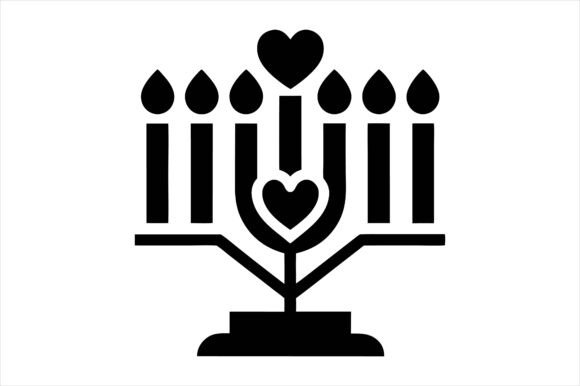 Reviewing the Menorah with Heart Silhouette Icon