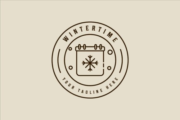 Snowfall Calender Logo Vector Line Art Graphics