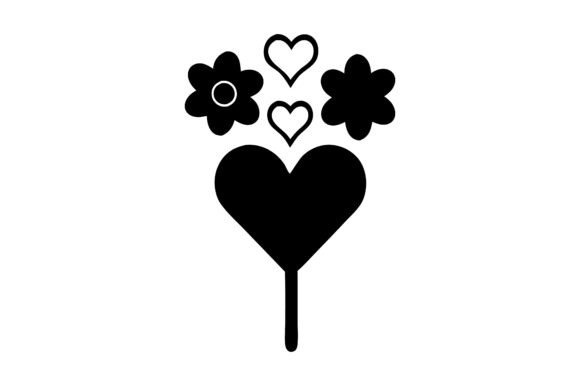 Valentine Element Silhouette Vector Icon Graphics and Print Materials Mockups