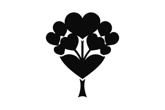 Valentine Heart Bouquet Vector Icon: Graphics & Print Materials Mockups