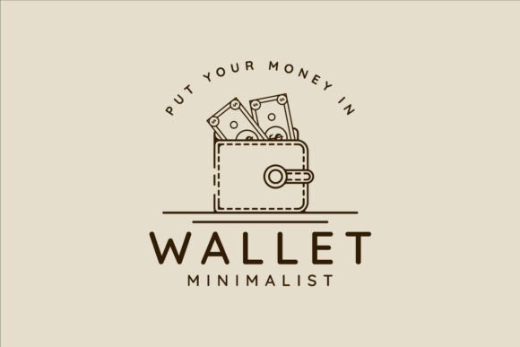 Wallet and Money Line Art Logo Vector for Graphics