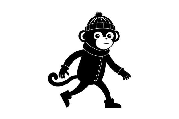 Winter Clothes Monkey Walking Icon: Freebies & Graphics